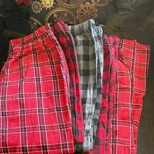 Plaid Pajama Pants Set in Red and Gray 5 pack
